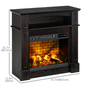 Electric Fireplace with Mantel, Freestanding Heater Corner Firebox with Remote Control, 700W/1400W, Brown – view 2