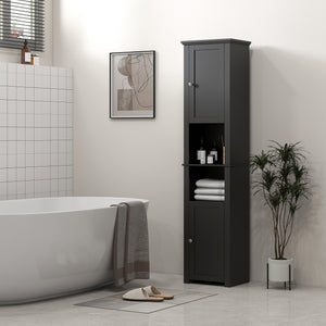 Tall Medicine Cabinet, Freestanding Bathroom Storage Cabinet with Shelves and 2 Cupboards – view 13