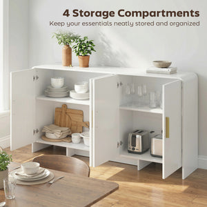60" Sideboard Buffet Cabinet with Soft Close Doors, TV Stand for TVs up to 72 Inch, White Wood Grain