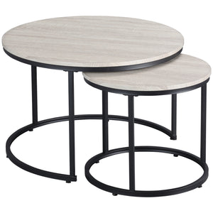 Nesting Tables, 29" Round Coffee Table Set of 2, Modern Side Tables for Living Room with Metal Base – view 8