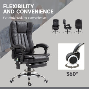 Office Chair 6-point Vibration Massage Chair Micro Fiber Recliner with Retractable Footrest Black – view 4