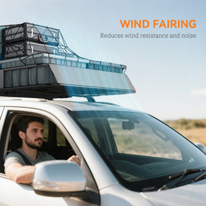 Universal Roof Rack Basket, 200lbs Steel Roof Rack Cargo Carrier with Wind Fairing, Side Rails, 43.5"x39.2"x7.3", Black