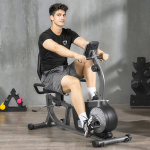 Soozier Exercise Bike, Stationary Bike with 8-Level Magnetic Resistance, LCD Display, Adjustable Seat and Backrest for Home Gym