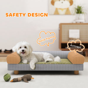 Pet Sofa, Dog Couch Bed for Small Dogs, Elevated Pet Sofa with Solid Feet for Indoor Kittens, Grey