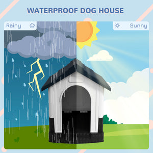 Outside Dog Kennel House with Windows, Base Support, for Garden Patio, Miniature Dogs, 64.5 x 57 x 66cm – view 12