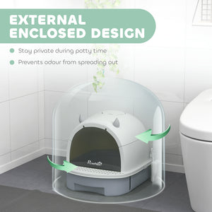 Cat Litter Box with Lid, Front Door Flap, Scoop, Handle, Easy Clean, for Small and Medium Cats, Green – view 10