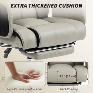 Reclining Office Chair, Overstuffed Executive Desk Chair with High Back, PU Leather, Footrest – view 11