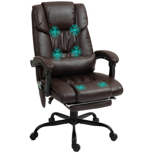 6-Point Vibration Massage Chair, Height Adjustable Reclining Computer Chair with Retractable Footrest, Black – view 8