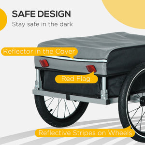 Aosom Outdoor Bike Cargo Trailer, Foldable Bicycle Luggage Wagon, Triple Safety, 16" Wheels, Removable Cover, Black and Grey