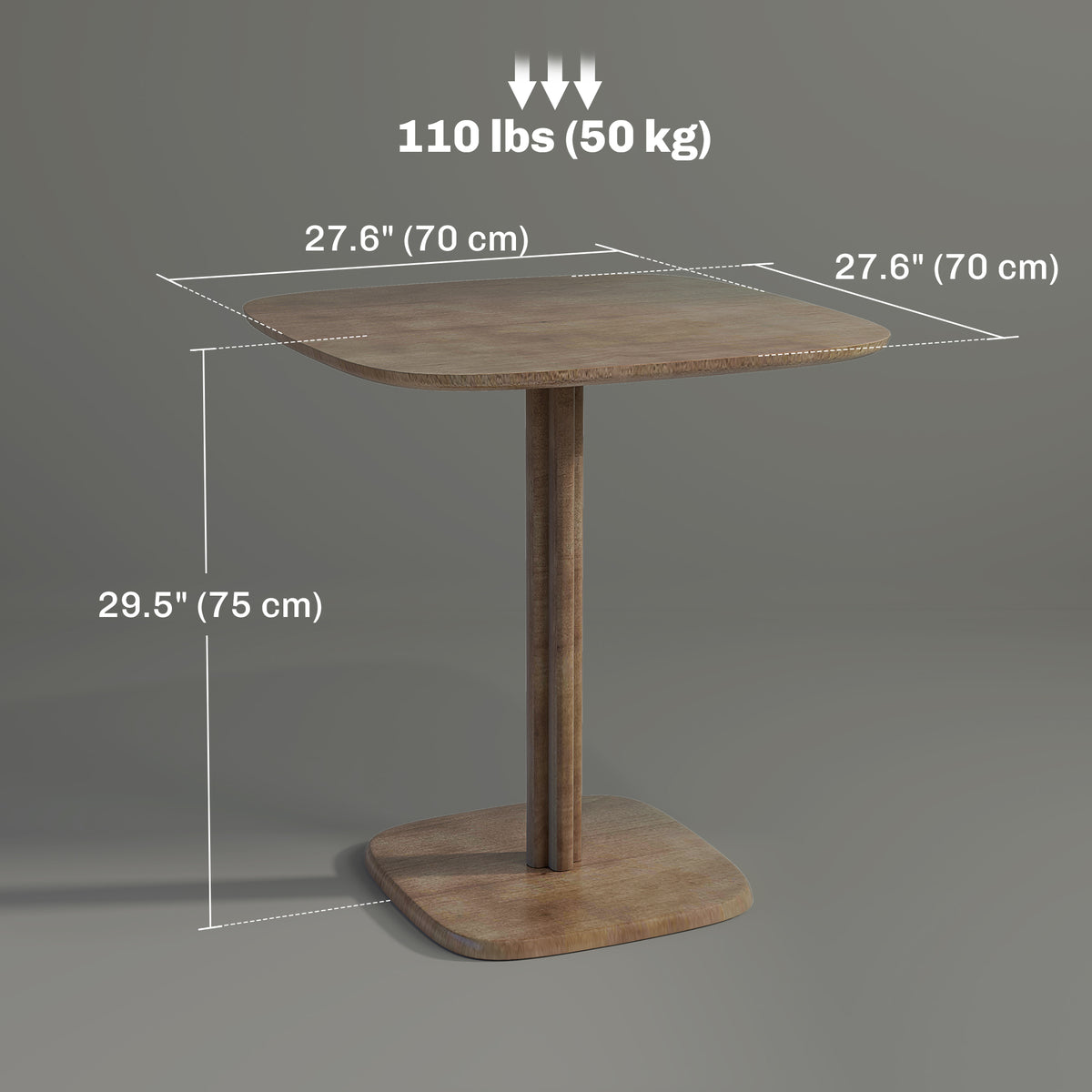 Dining Table for 4 People - Modern Kitchen Table with Wood-Effect Top, 27.6" x 27.6", Dark Brown