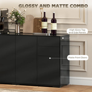 Kitchen Sideboard Storage Cabinet, Modern Coffee Bar with Push-Open Design and 2 Drawers for Living Room – view 14