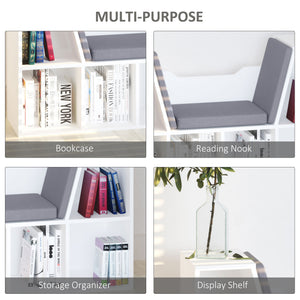 6-Cubby Bookcase with Seat Cushion, Cube Storage Shelf with Reading Nook for Home Office, Study, Blue – view 19