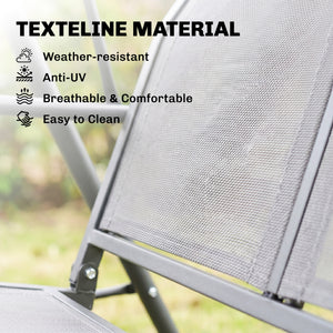 3-Seater Swing Chair Covered Garden Hammock A-Frame Outdoor Porch Glider Sling Seat with Adjustable Canopy Cover, Grey