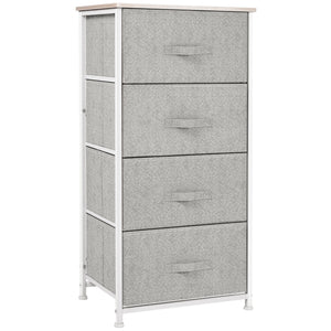 Linen Drawer Cabinet Organizer Storage Dresser Tower with 4 Removable Drawer Metal Frame Adjustable Feet for Living Room, Kitchen, Bathroom, Black