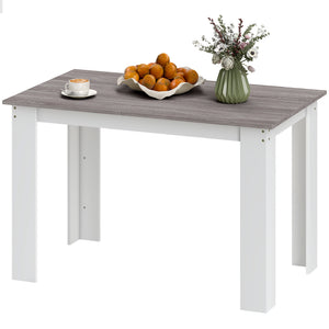47" Kitchen Table for 4-6 People, Dining Table with Wood Effect for Dining Room, Black