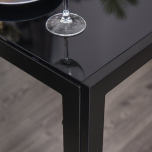 5-Piece Rectangular Glass Kitchen Table and Chairs with Metal Frame and Faux Leather Upholstery for Dining – view 12