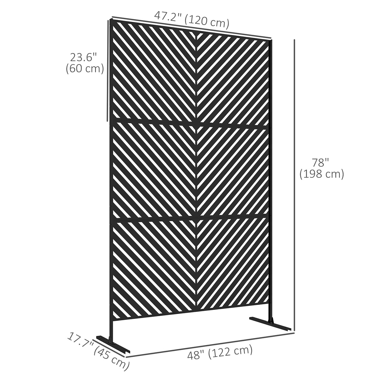 6.5FT Decorative Outdoor Divider, Metal Privacy Screen with Stand, Triangle Style, Black – view 2
