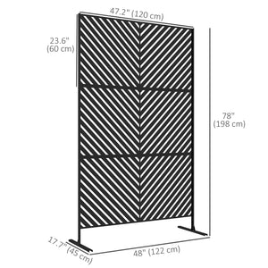 6.5FT Decorative Outdoor Divider, Metal Privacy Screen with Stand, Triangle Style, Black – view 2