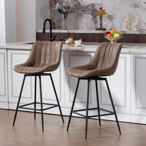 Set of 2 Counter Height Barstools, PU Leather Upholstered Bar Stools with Backrest – view 14