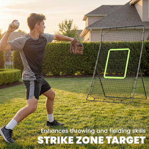 Soozier 4 x 5.7ft Volleyball Rebounder Net with Strike Zone, Baseball Lacrosse Training Net for Pitching and Fielding