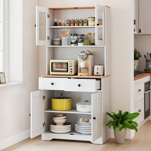 Pantry Cabinet with 2 Removable Shelves-White view 3