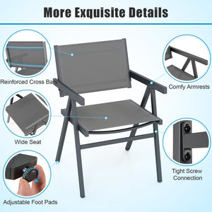 Patio Chairs Set of 2 Outdoor Dining Chair with Breathable Fabric Seat-Set of 2 view 9