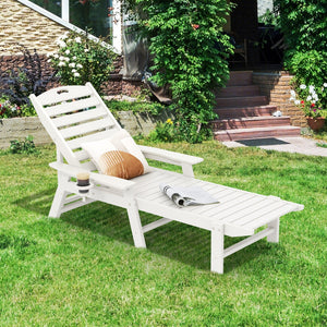 Patio Chaise Lounge Chair with 4 Position Backrest-White view 2