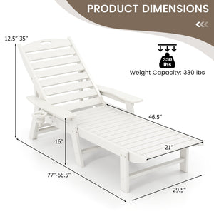 Patio Chaise Lounge Chair with 4 Position Backrest-White view 4