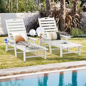 Patio Chaise Lounge Chair with 4 Position Backrest-White view 5