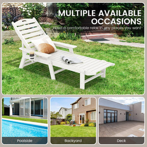 Patio Chaise Lounge Chair with 4 Position Backrest-White view 8