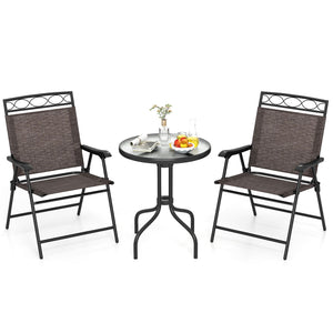 3 Pieces Outdoor Bistro Dining Furniture Set with 1.57 Inch Umbrella Hole