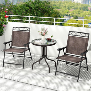 3 Pieces Outdoor Bistro Dining Furniture Set with 1.57 Inch Umbrella Hole view 2