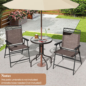 3 Pieces Outdoor Bistro Dining Furniture Set with 1.57 Inch Umbrella Hole view 3