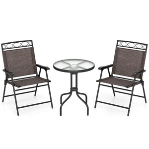 3 Pieces Outdoor Bistro Dining Furniture Set with 1.57 Inch Umbrella Hole view 4