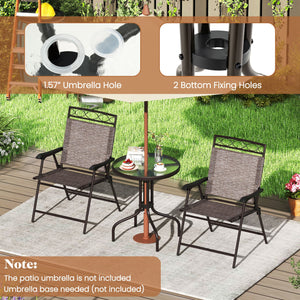 3 Pieces Outdoor Bistro Dining Furniture Set with 1.57 Inch Umbrella Hole view 9