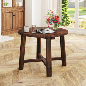 Patio End Table with Solid Wood Structure for Garden Deck Poolside and Indoors-Brown view 3