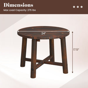 Patio End Table with Solid Wood Structure for Garden Deck Poolside and Indoors-Brown view 4