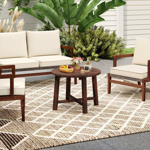 Patio End Table with Solid Wood Structure for Garden Deck Poolside and Indoors-Brown view 6