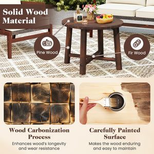 Patio End Table with Solid Wood Structure for Garden Deck Poolside and Indoors-Brown view 7