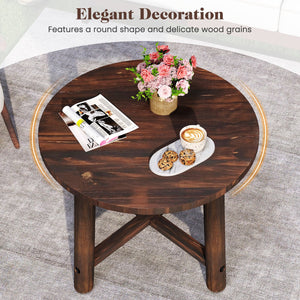 Patio End Table with Solid Wood Structure for Garden Deck Poolside and Indoors-Brown view 9