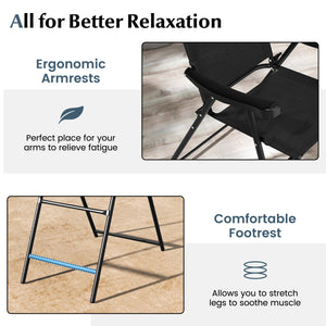 Patio Folding Bar Stool Set of 4 with Metal Frame and Footrest-Black view 7