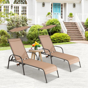Patio Heavy-Duty 5-Level Adjustable Chaise Lounge Chair-Brown view 3