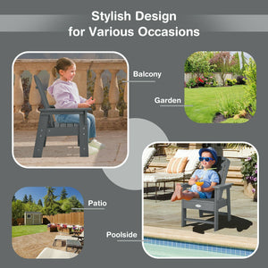 Patio Kids' Adirondack Chair with Ergonomic Backrest-Gray view 7