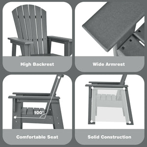 Patio Kids' Adirondack Chair with Ergonomic Backrest-Gray view 8