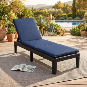 Patio Lounge Chair 3-Position Adjustable Backrest and Cushion-Blue view 2