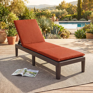 Patio Lounge Outdoor Recliner Chair with Cushion 3-Position Adjustable Backrest-Orange view 2