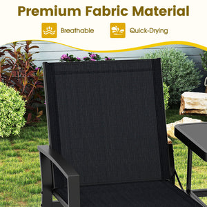 Patio Loveseat with Built-in Table with Breathable Fabric Back-Black view 8