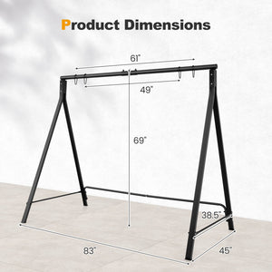 Patio Metal Swing Stand with A-Shaped Structure-Black view 5