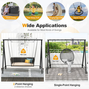 Patio Metal Swing Stand with A-Shaped Structure-Black view 7