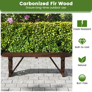 Patio Rustic Wood Bench with Wagon Wheel Base view 6